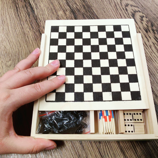 Набор игр 4 в 1 Universal Set / Шашки, шахматы, домино, микадо